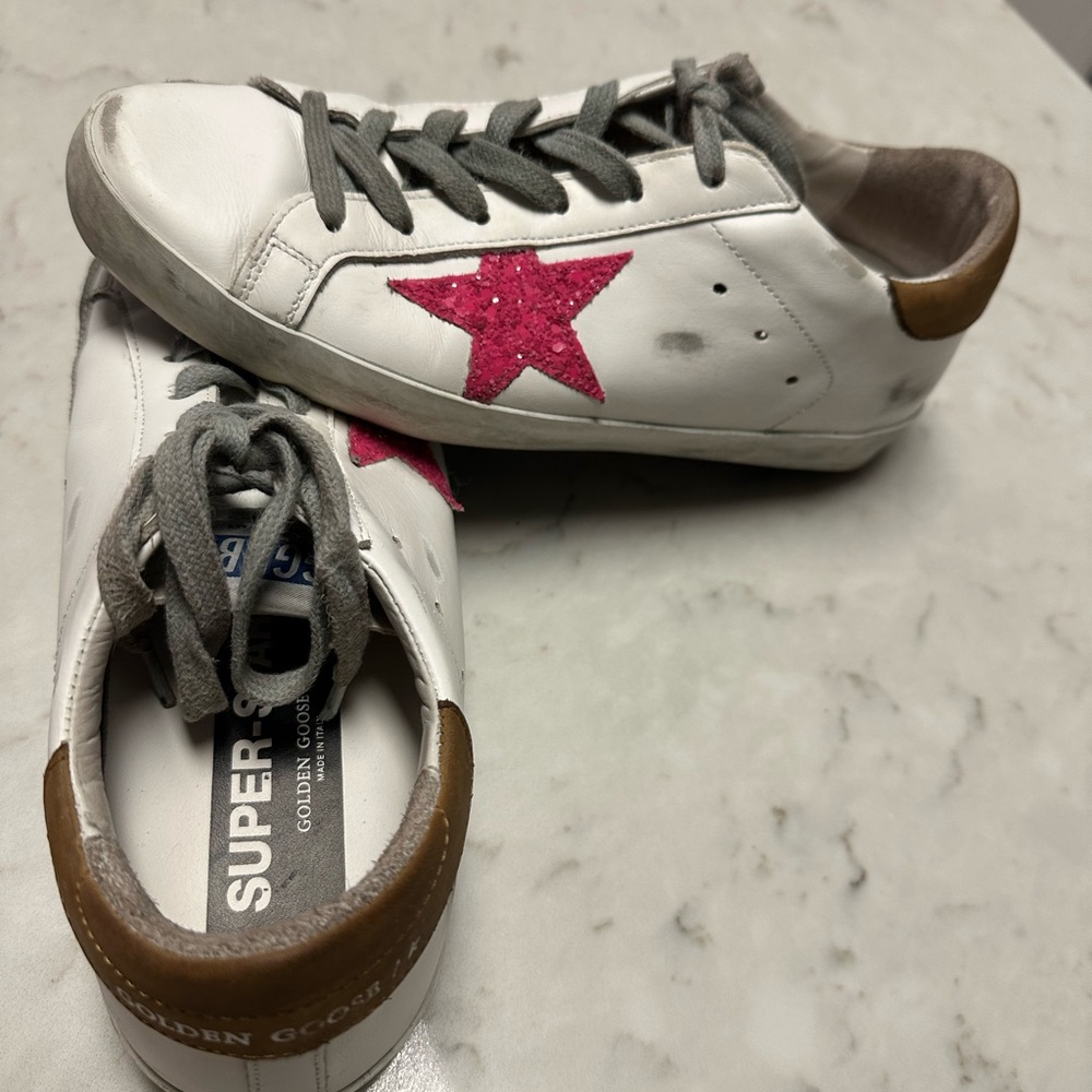 Golden Goose Super-Star Sneakers with Brown Accent